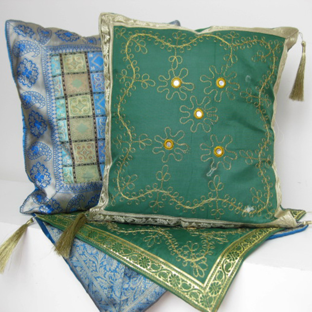 CUSHION, Indian - Green & Blue